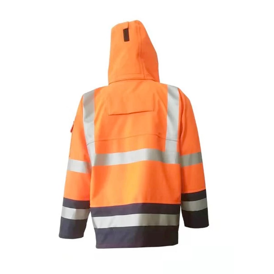 PRO ARC FR/ARC CAT 3 Breathable High Visibility Rainwear Coat Orange/Navy