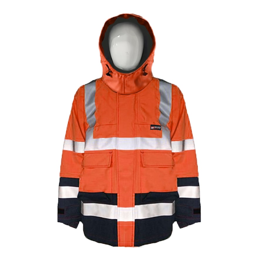 PRO ARC FR/ARC CAT 3 Breathable High Visibility Rainwear Coat Orange/Navy