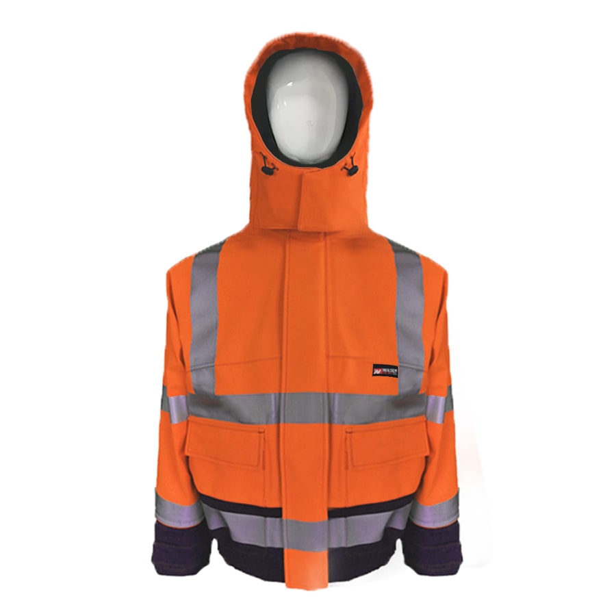 PRO ARC FR/ARC CAT 3 Breathable High Visibility Rainwear Coat Orange/Navy