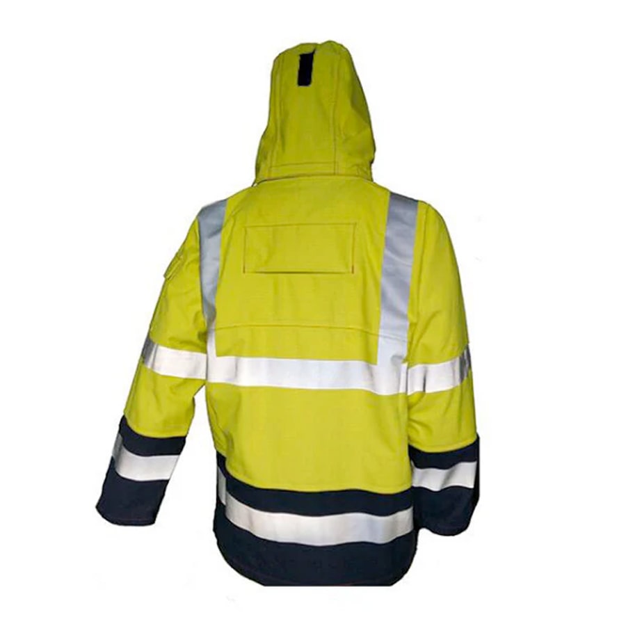 PRO ARC FR/ARC CAT 3 Breathable High Visibility Rainwear Coat Yellow/Navy