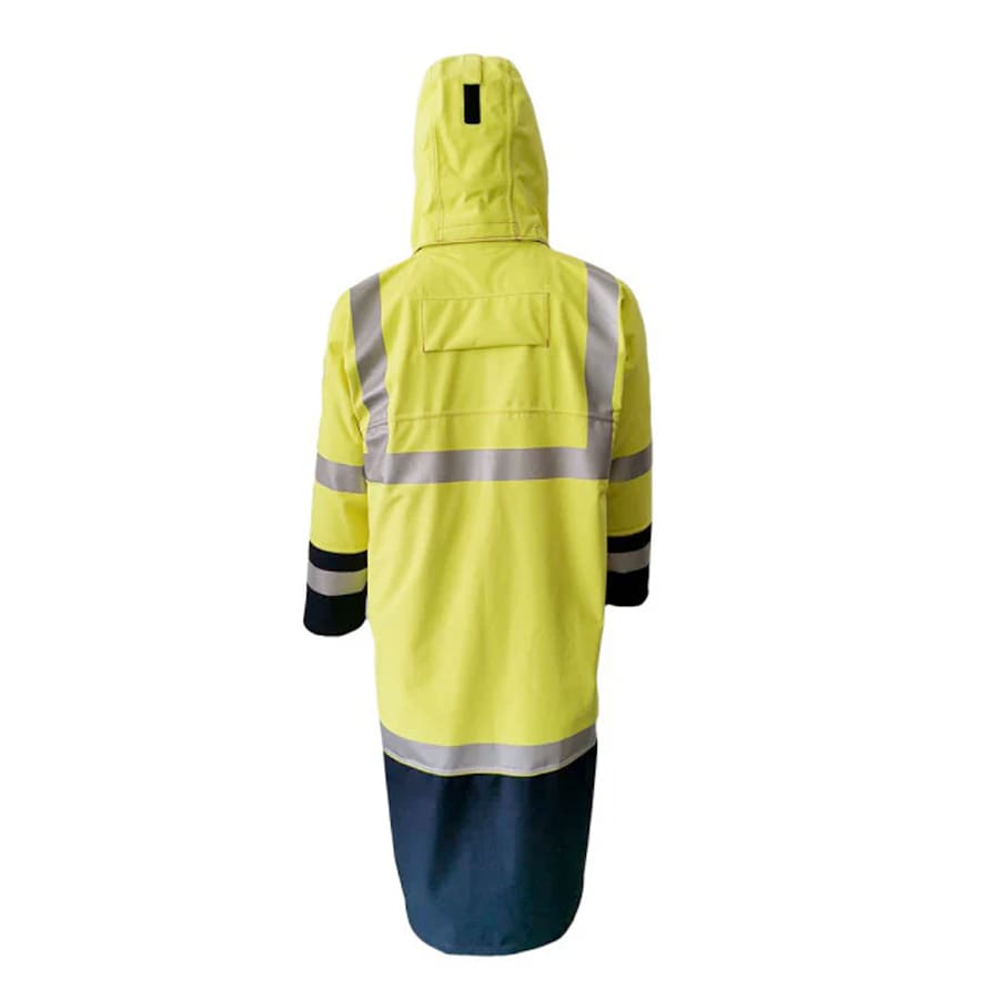 PRO ARC FR/ARC CAT 3 Breathable High Visibility Rainwear Trench Coat Yellow/Navy