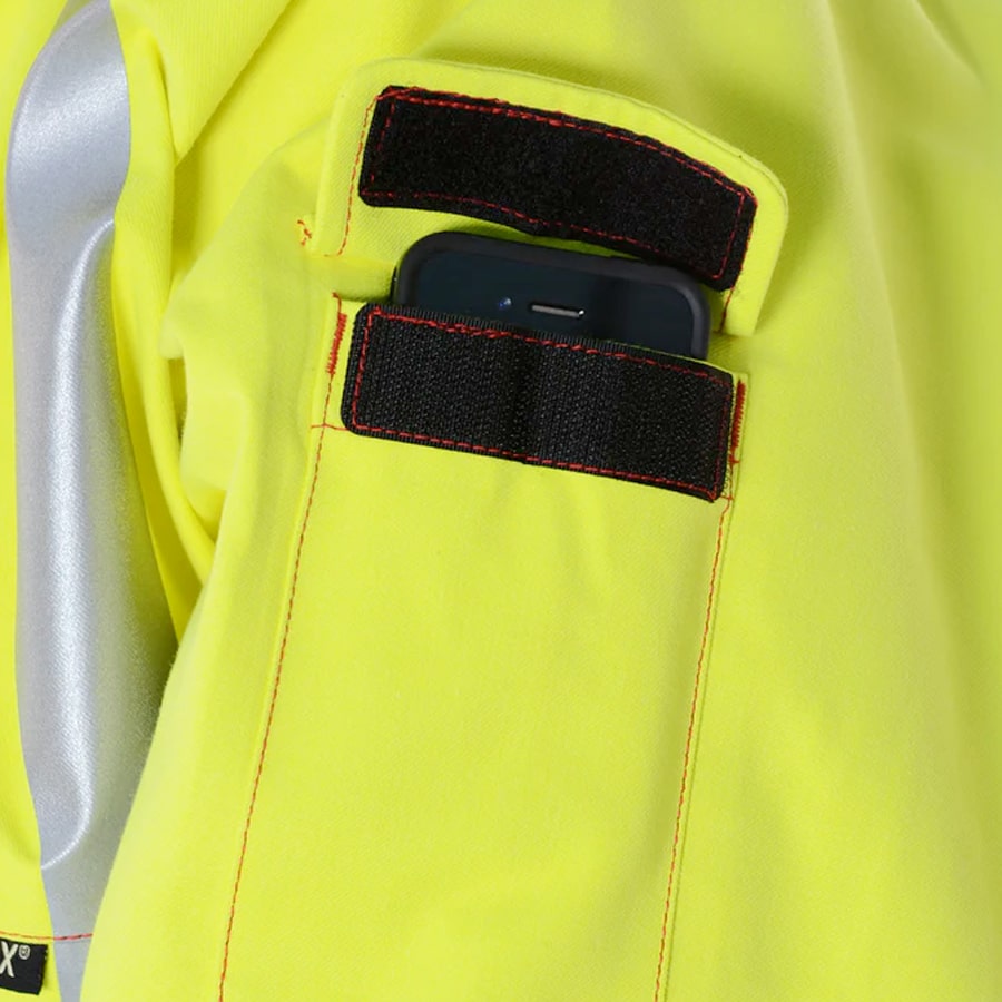 PRO ARC FR/ARC CAT 3 Breathable High Visibility Rainwear Trench Coat Yellow/Navy