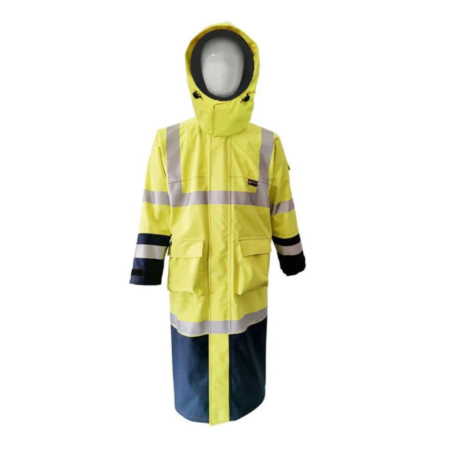 PRO-ARC-FR-ARC-CAT-3-Breathable-High-Visibility-Rainwear-Trench-Coat-Yellow-Navy9